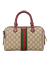 Medium Ophidia Boston, &pound;795, Handbags, Beige/Burgundy, Canvas/Leather, Back view